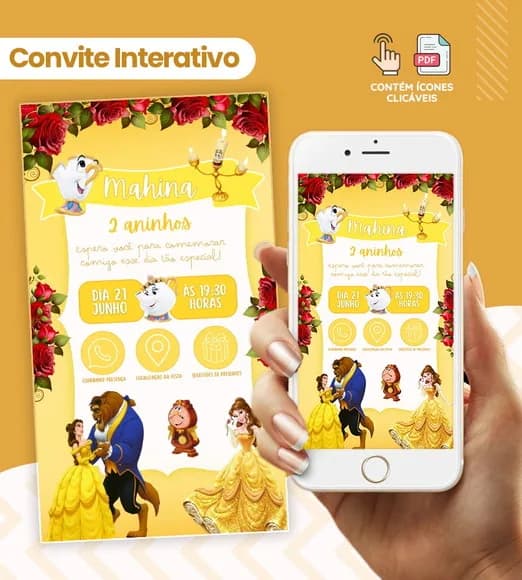 Convite Digital Interativo a Bela e a Fera