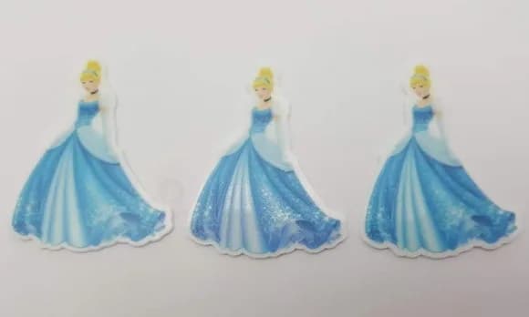Apliques Princesa Cinderela Acrílico Uv 5cm Pct 5 Unidades