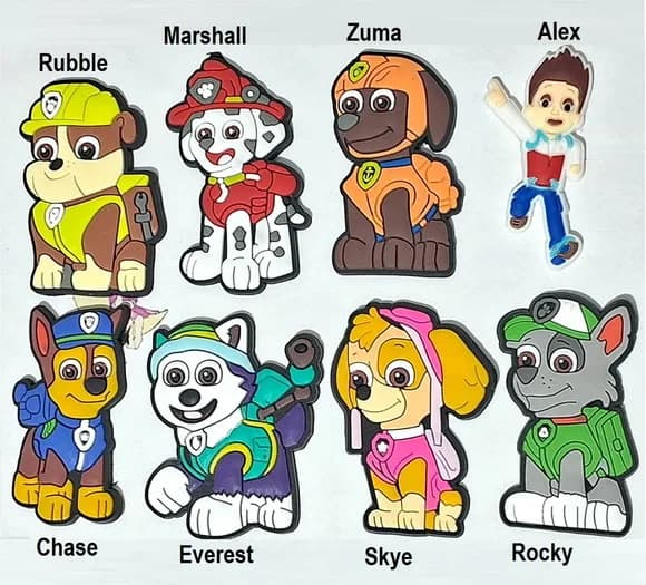 Aplique Patrulha Canina 5cm Emborrachado Pcts com 8 Peças