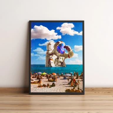 Quadro Astronauta na Água de Praia 367