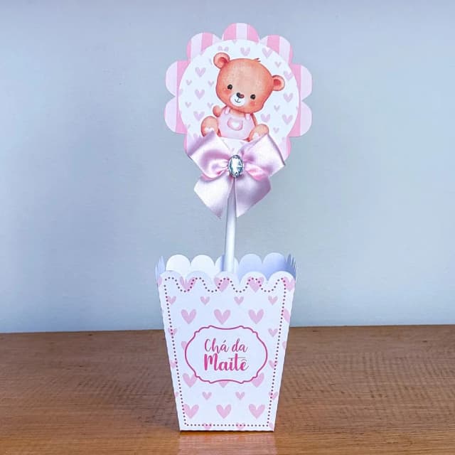 PEGUE E MONTE - Centro de Mesa URSINHO ROSA - Decoração de Festa | Lembrancinhas | Aniversário | Personalizados