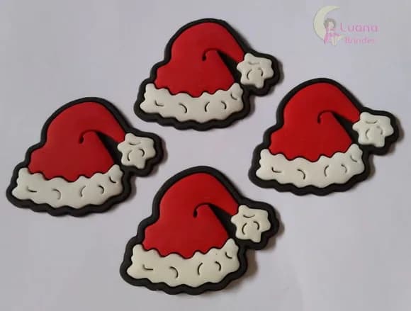 Aplique Chapéu Papai Noel de Borracha - Pct com 7 Unidades