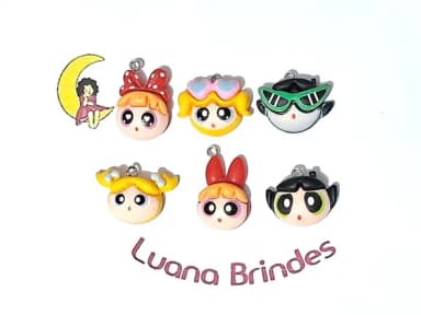 Pingente Meninas Super Poderosas Resina Pacotes C/10 Unidade