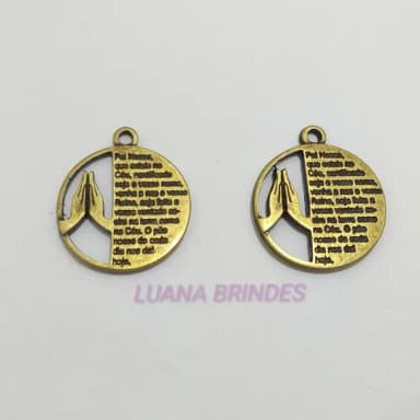 Medalhões de Oração em Metal Ouro Velho - 3 unidades