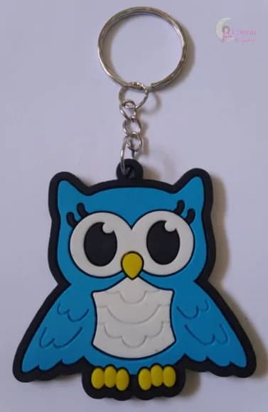 Chaveiro Coruja Azul de Borracha - Pct C/3 Unid