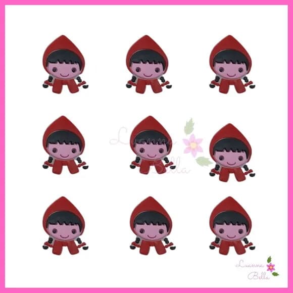 Aplique Chapeuzinho Vermelho emborrachada - Pcts c/7 unds