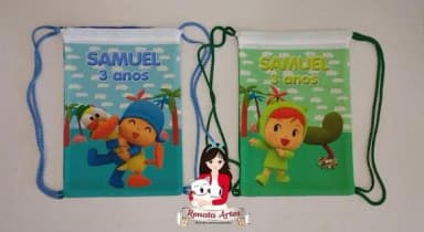 Mochila de Tecido Personalizada Pocoyo e Nina