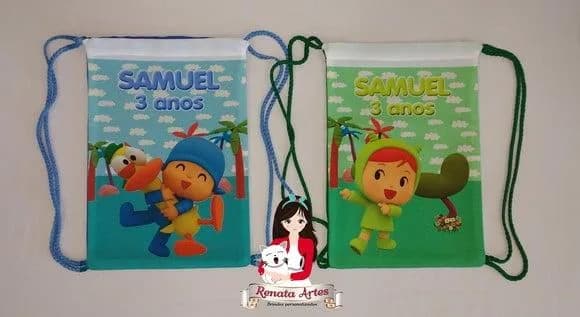 Mochila de Tecido Personalizada Pocoyo e Nina