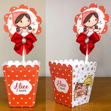 PEGUE E MONTE - Centro de Mesa CHAPEUZINHO VERMELHO - Decoração de Festa | Lembrancinhas | Aniversário | Personalizados