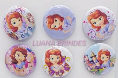 Bottons da Princesa Sofia - cartela com 6 unidades