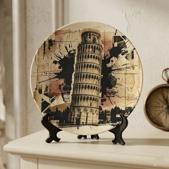 Prato Porcelana Itália 21cm - Torre de Pisa Urban Art