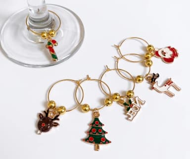 Marcadores identificador de taça natalinos esmaltados - kit com 6 aros Natal/ mesa posta ( escolha o seu)