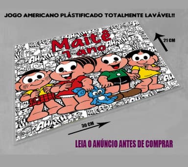 Jogo Americano Sousplat Personalizado da Turma da Mônica