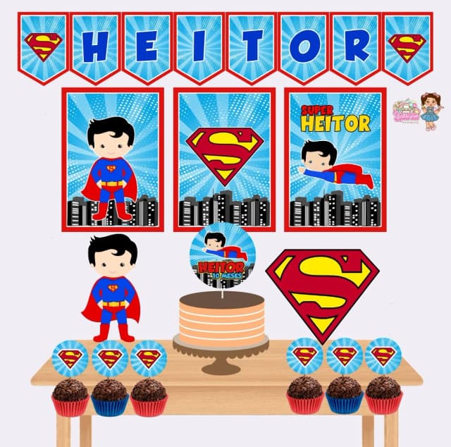 Kit Festa Só Um Bolinho SUPERMAN BABY - Decoração de Festa