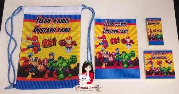 Kit Passatempo Personalizado na Mochila Vingadores Baby