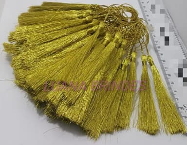 Pingente Tassel de Seda Dourado Pct 10 Unidades