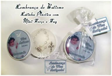 Latinha Plástica c/ Mini Terço e TAG