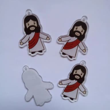 Pingente Jesus Ressuscitado Acrilico - Pct 04 Unidades