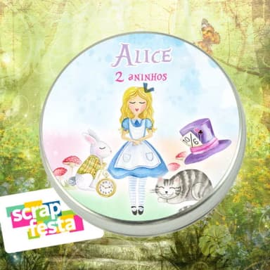 Latinha Personalizada Alice No País Das Maravilhas Aquarela