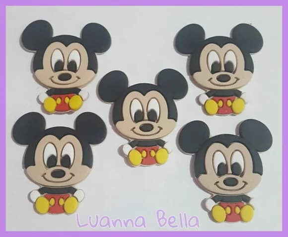 Aplique Mickey Sentadinho de borracha - pct c/6 unid