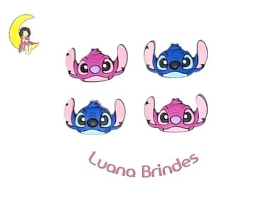 Aplique Stitch e Angel Emborrachado Pacote com 6 Unidades