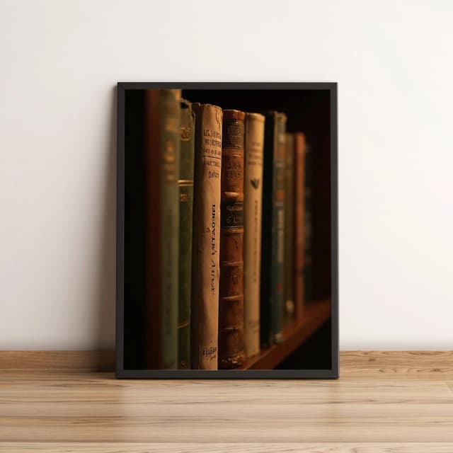 Quadro Decorativo com Livros Antigos em Estante Vintage 2168