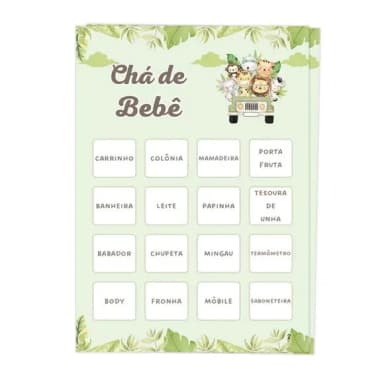 Bingo para Chá de Bebê + Lápis + Fichas