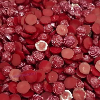 Meia Pérola Flor Vinho - 12mm - pct c/ 100 unidades