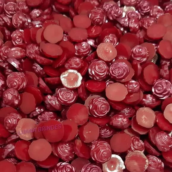 Meia Pérola Flor Vinho - 12mm - pct c/ 100 unidades