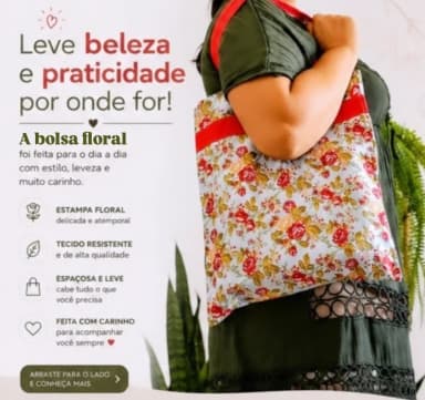 Bolsa de Tecido - Rosas