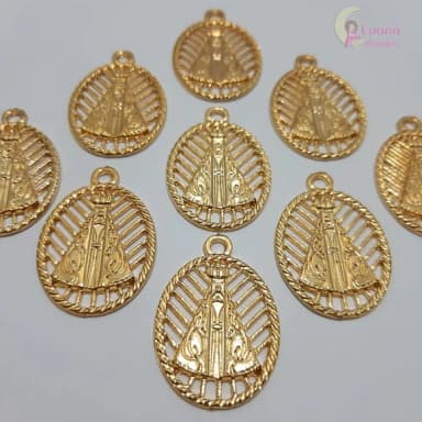 Pingente Nossa Senhora Aparecida Dourada - pct c/5 unid
