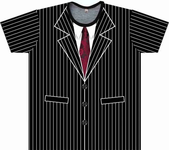 Camiseta Adulto Terno Risca de Giz com Gravata Estampa Total