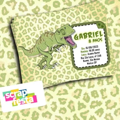Convite Individual Personalizado Dinossauro