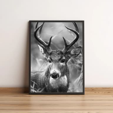 Quadro Cervos em Preto e Branco Elegante 2663