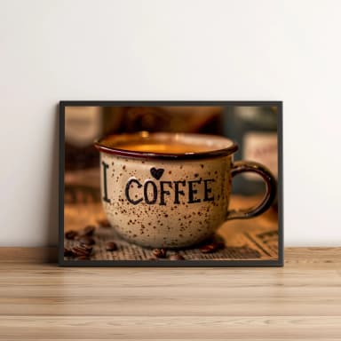 Quadro Café Rústico - I Love Coffee 06