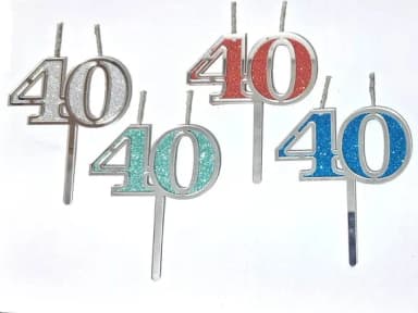Velas 40 Anos Prata Acrílico Pavio Magico 1 Peça