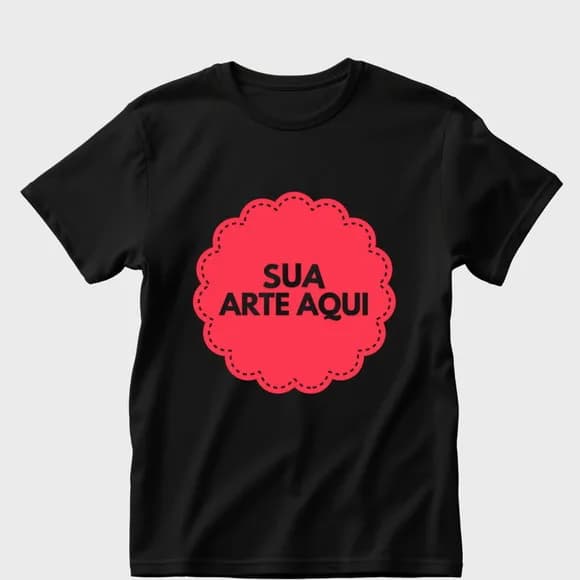 Camiseta Preta Algodão Personalizada Dtf Unissex e Babylook