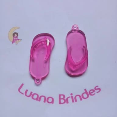 Chinelo Pingente Pink de Acrilico 5cm Pct 12 Unidades