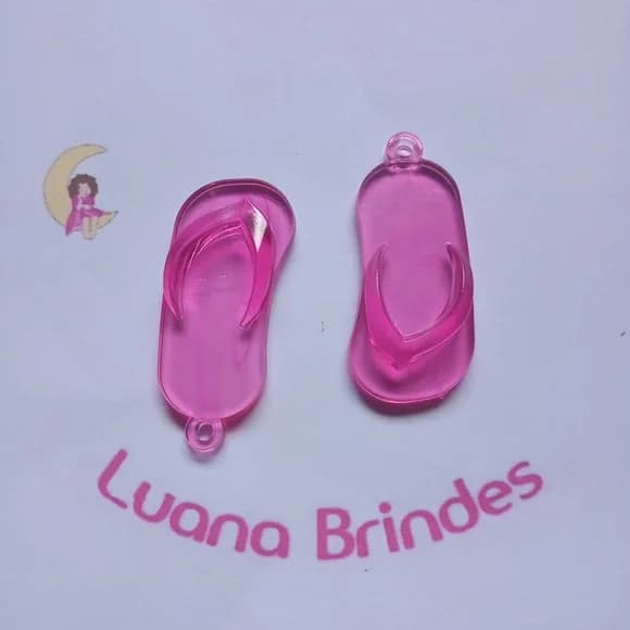 Chinelo Pingente Pink de Acrilico 5cm Pct 12 Unidades