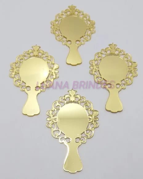 Aplique Espelho em Acrílico Espelhado Dourado - 8cm