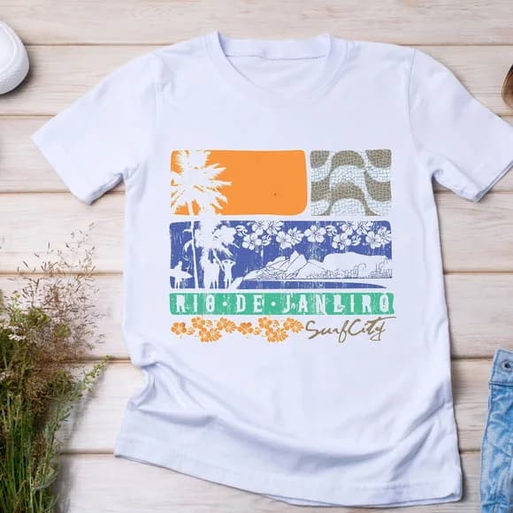 Camiseta Rio de Janeiro Surf City Ipanema Copacabana