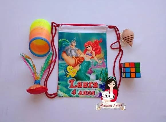 Mochila Brinquedos Retrô Tema Ariel e Tritão