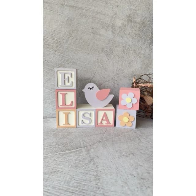 Cubos Personalizados de MDF para Decoração de Quarto de Bebê e Festa Infantis