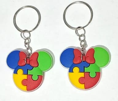 Chaveiro Minnie Símbolo Autismo Emborrachado- 6 Unidades