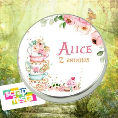 Latinha Personalizada Alice No País Das Maravilhas Aquarela