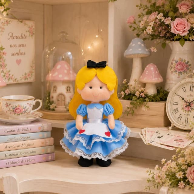 Boneca Alice Pais Das Maravilhas De Feltro