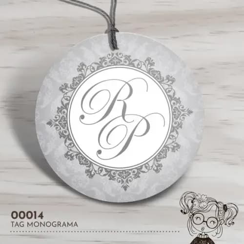 Tag Redonda Casamento Monograma - 00014