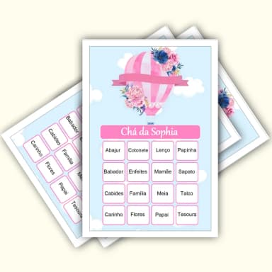 Bingo Chá de Bebê Menina Pdf Para Imprimir