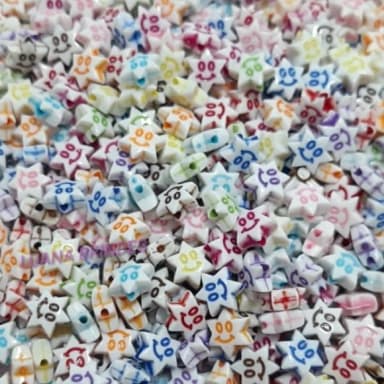 Miçanga Estrela Sorridente de acrílico -10mm- pct c/100 unid