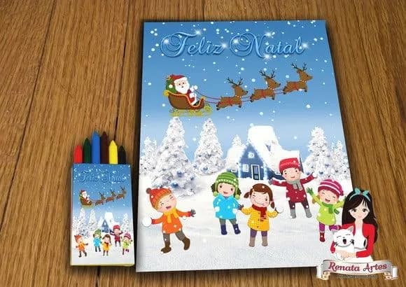 Revista de Colorir com Giz Personalizado de Natal